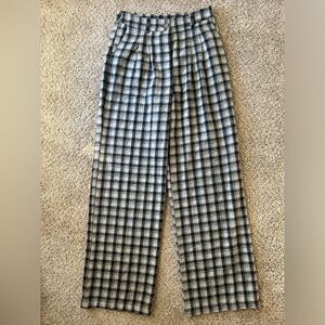 NWT HYFVE Plaid Trouser Pants Black Gray Women's Size Small Maude Boutique  Zip